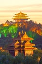 Beijing traditional pavilion sunset Royalty Free Stock Photo