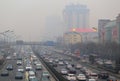 Beijing Traffic Jam And Air Pollution Royalty Free Stock Photo