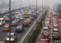Beijing Traffic Jam And Air Pollution Royalty Free Stock Photo