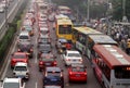 Beijing Traffic Jam And Air Pollution Royalty Free Stock Photo