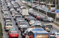 Beijing Traffic Jam And Air Pollution Royalty Free Stock Photo