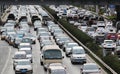 Beijing Traffic Jam And Air Pollution Royalty Free Stock Photo