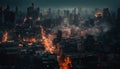 Beijing urban skyline glows with skyscrapers amidst air pollution generated by AI Royalty Free Stock Photo