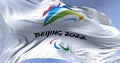 Beijing 2022 winter paralympic games flag waving in the wind