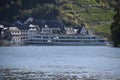 Beilstein, Germany - 10 06 2022: passenger ship turning to stop at Beilstein