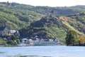 Beilstein, Germany - 10 06 2022: village Beilstein with castle Metternich and a passenger ship just stopping Royalty Free Stock Photo