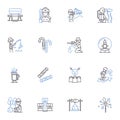 Being alert line icons collection. Vigilant, Observant, Cautious, Watchful, Attentive, Awake, Conscious vector and