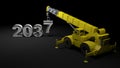 2037 being built with a crane - 3D rendering illustration Royalty Free Stock Photo