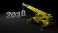 2038 being built with a crane - 3D rendering illustration Royalty Free Stock Photo