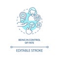 Being in control of fate turquoise concept icon