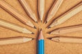 Being different concept with wood pencils on desk Royalty Free Stock Photo