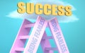 Being fearless ladder that leads to success high in the sky, to symbolize that Being fearless is a very important factor in