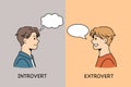 Being introvert or extravert concept