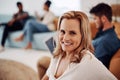 Being a part of this team makes me happy. Cropped portrait of an attractive young businesswoman sitting with a male Royalty Free Stock Photo