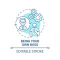 Being your own boss blue concept icon