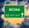 BEIRA road sign against clear blue sky Royalty Free Stock Photo