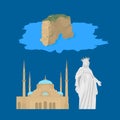 Beirut City skyline silhouette. Flat lebanese tourism icon banner, postcard. Lebanon travel concept. Cityscape with landmarks arch Royalty Free Stock Photo