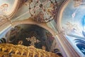 BEIRUT, LEBANON - AUGUST 14, 2014: Interior of the Saint George Greek Orthodox Cathedral, view through a glass window from the