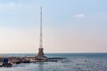 BEIRUT, LEBANON - AUGUST 14, 2014: Tower near the sea coast in the Raouche. Royalty Free Stock Photo