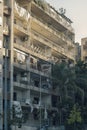 Beirut, Lebanon - August 05 2020: View of destroyed buildings as the inspection of the scene continues after a fire at a warehouse Royalty Free Stock Photo