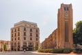 BEIRUT, LEBANON - AUGUST 14, 2014: View of the historical buildings with famous Clock Tower on the Nejmeh square in Beirut Central