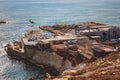 BEIRUT, LEBANON - AUGUST 14, 2014: View of the sea coast in the Raouche. Is a residential and commercial neighborhood in Beirut. Royalty Free Stock Photo