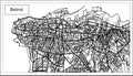 Beirut Lebanon City Map in Black and White Color.