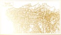 Beirut Lebanon City Map in Retro Style in Golden Color. Outline Map