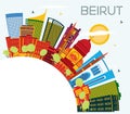 Beirut Lebanon City Skyline with Color Buildings, Blue Sky and Copy Space Royalty Free Stock Photo