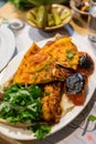 Demonstration of traditional Lebanese cuisine. Served plate of food Royalty Free Stock Photo