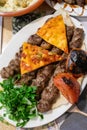 Demonstration of traditional Lebanese cuisine. Served plate of food Royalty Free Stock Photo
