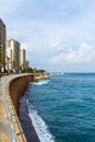 Picturesque central embankment of the capital Beirut. Paris Avenue. Mediterranean Sea.