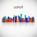 Beirut skyline silhouette in colorful geometric style.