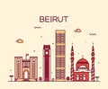 Beirut skyline trendy vector illustration linear