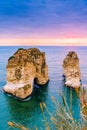 Beirut sunset on raouche rocks Royalty Free Stock Photo