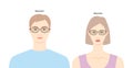 Bejewelled Almond frame glasses on women and men flat character fashion accessory illustration. Sunglass silhouette
