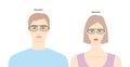 Bejewelled frame glasses on women and men flat character fashion accessory illustration. Sunglass front view unisex Royalty Free Stock Photo