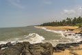 Rocky beach facing Waves - Bekal Royalty Free Stock Photo