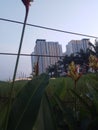 Bekasi April 19 2024: View of the Spring Lake apartment taken from Jalan Boulevard A Yani