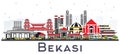 Bekasi Indonesia City Skyline with Color Buildings Isolated on W Royalty Free Stock Photo