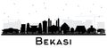 Bekasi Indonesia City Skyline Silhouette with Black Buildings Is Royalty Free Stock Photo