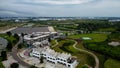 Aerial View or Drone Shot. Beautiful garden view and Green Lake