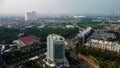 Aerial View or Drone Shot. Beautiful Residential area and apartment building in the morning