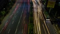 Aerial View. Light trails on motorway highway at night, long exposure abstract urban background at Bekasi Royalty Free Stock Photo