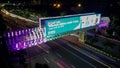 Aerial View. Light trails on motorway highway at night, long exposure abstract urban background at Bekasi Royalty Free Stock Photo