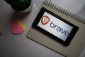 Brave Browser: Fast AdBlocker dev application on Smartphone screen. Royalty Free Stock Photo