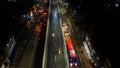 Light trails on motorway highway at night, long exposure abstract urban background at Bekasi