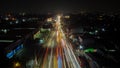 Light trails on motorway highway at night, long exposure abstract urban background at Bekasi Royalty Free Stock Photo