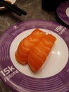 Salmon sushi in Japanese sushi restaurant. at Sushi Go, Bekasi