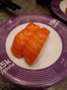 Salmon sushi in Japanese sushi restaurant. at Sushi Go, Bekasi